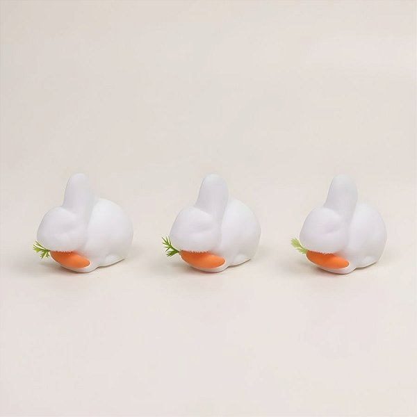 Enfeite Decorativo de Páscoa - Coelho Branco com Cenoura - 7x5x9cm - 3 unidades - Cromus - Rizzo