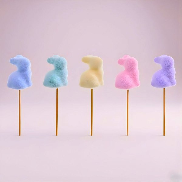 Pick Decorativo de Páscoa - Coelhos Coloridos em Espuma - 23x4cm - 5 unidades - Cromus - Rizzo