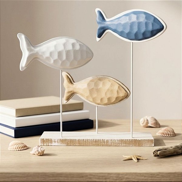 Enfeite Decorativo - Escultura de Peixes - 29,5x30cm - 1 unidade - Rizzo