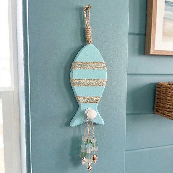 Enfeite Decorativo Para Pendurar - Peixe - Azul Claro - 23,5x7cm - 1 unidade - Rizzo