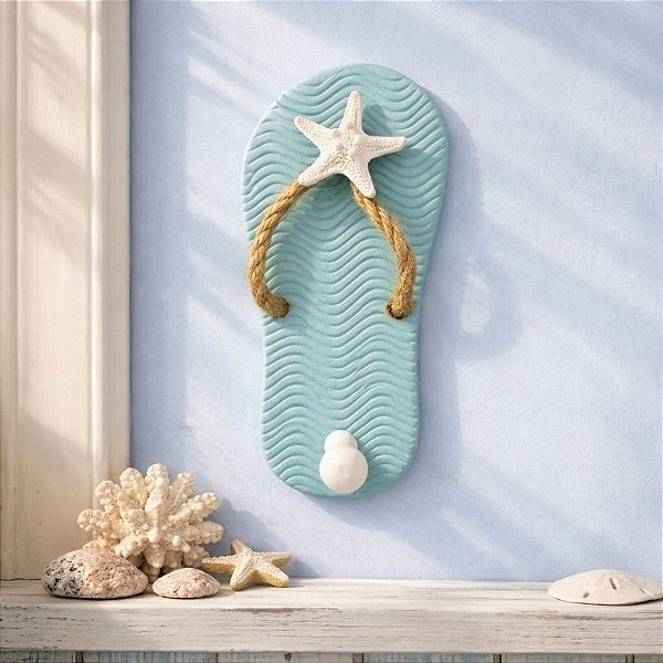 Enfeite Decorativo Para Pendurar - Chinelo - Azul Claro - 18x9cm - 1 unidade - Rizzo