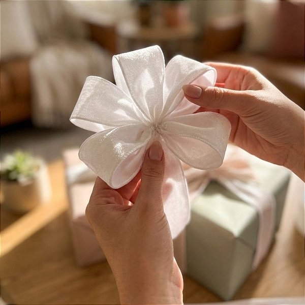 Fita Aramada Decorativa em Veludo - Branco - 2,7mx6,3cm - 1 unidade - Rizzo