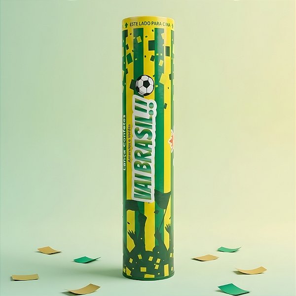 Lança Confetes Copa do Mundo - Amarelo e Verde - 30x5cm - 1 unidade - Rizzo