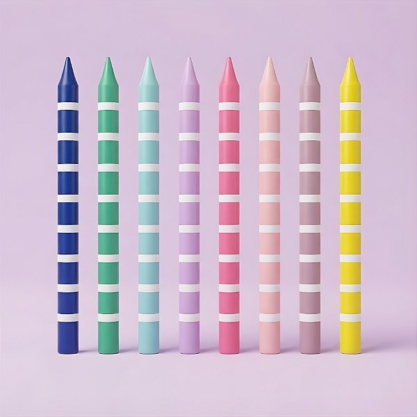 Vela Palito Colorida Listras Brancas - 10cm - 8 unidades - Rizzo