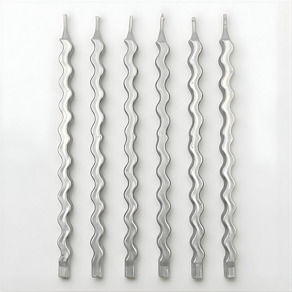 Vela Ondulada - Prata - 12,5cm - 6 unidades - Rizzo