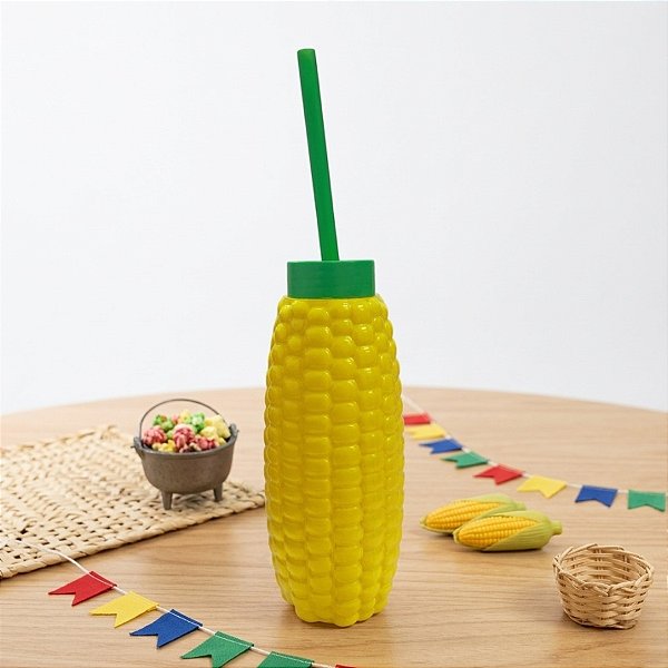 Copo com Tampa e Canudo - Milho -  350ml - 1 unidade - Rizzo