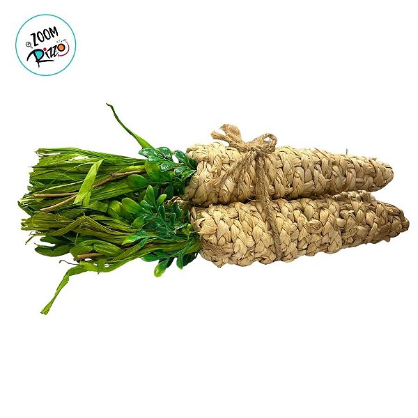 Maço Com 3 Cenouras Decorativas -  Bege e Verde - 34cm - 1 unidade - Cromus - Rizzo