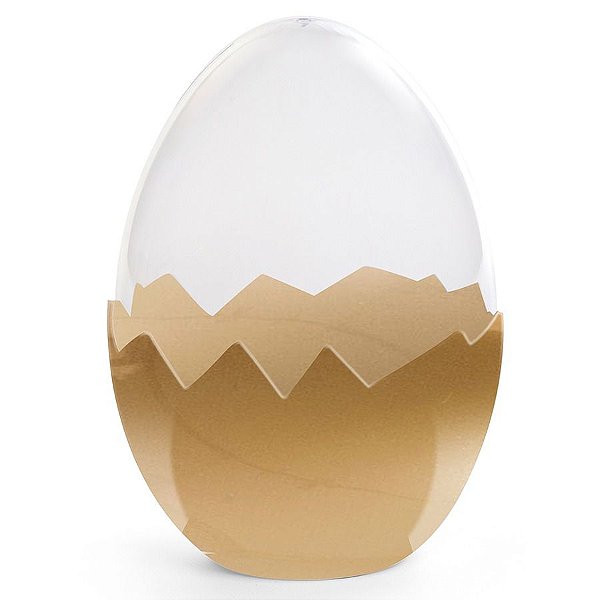 Ovo Acrílico Transparente Base Dourada - P 11cm x 8cm - Cromus Páscoa - Rizzo Embalagens