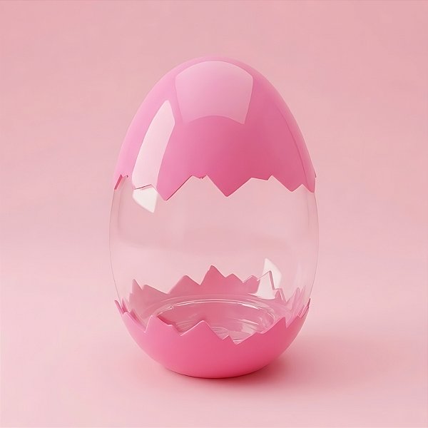 Ovo Transparente Casquinha - Rosa Claro - 7x11x7cm - 10 unidades - Rizzo