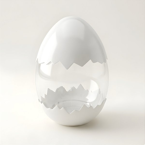 Ovo Transparente Casquinha - Branco - 6x10x6cm - 10 unidades - Rizzo