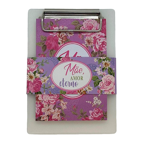 Bloco de Anotações Roxo com Prancheta - Mãe Amor Eterno - 9,5x13,5cm - 1 unidade - Rizzo