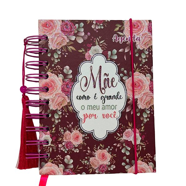 Agenda Permanente Vinho - Mãe Como é Grande o Meu Amor Por Você - 160 Folhas - 13x15,1cm - 1 unidade - Rizzo