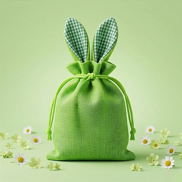 Saco de Páscoa com Orelha - Verde -13x12cm - 1 unidade - Rizzo