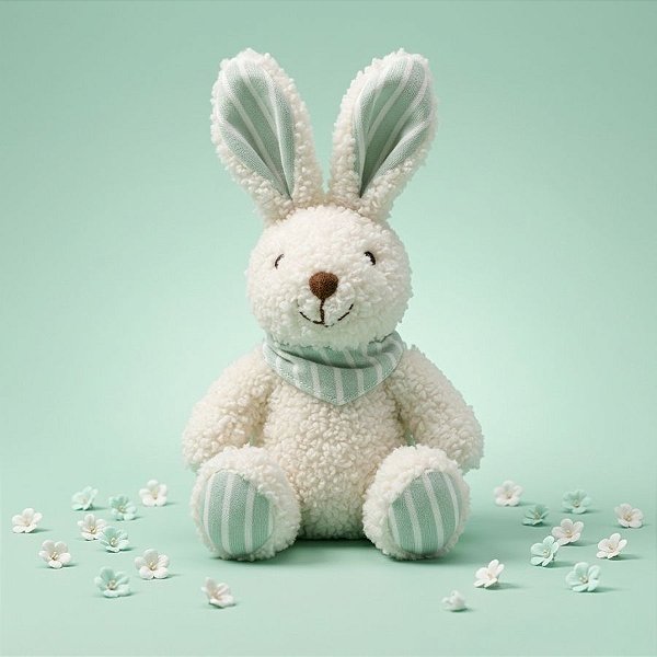 Enfeite Para Pendurar de Páscoa - Coelho com Lenço - Verde - 15x7cm - 1 unidade - Rizzo