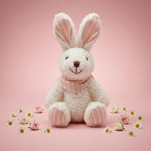 Enfeite Para Pendurar de Páscoa - Coelho com Lenço - Rosa - 15x7cm - 1 unidade - Rizzo