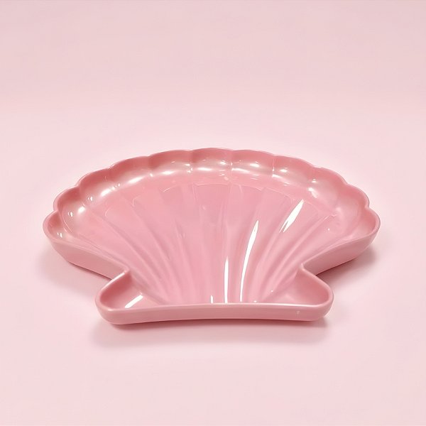 Bandeja Decorativa - Concha Rosa Perola - 22x22x2cm - 1 unidade - Rizzo