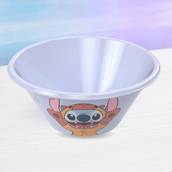 Tigela Bowl de Plástico - Stitch Capivara - 15cm - Disney Original - 1 unidade - Plasútil - Rizzo