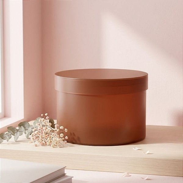 Caixa Acrílica Redonda - Marrom Russet - 20cm - 1 unidade - Rizzo