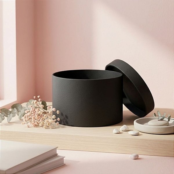 Caixa de Acrílico Redonda - Preta - 20cm - 1 unidade - Rizzo