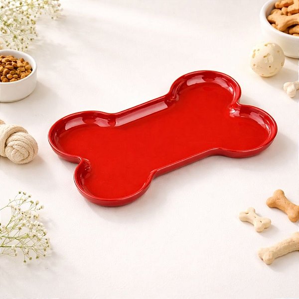 Bandeja Decorativa - Osso - Vermelha - 24cm - 1 unidade - Rizzo