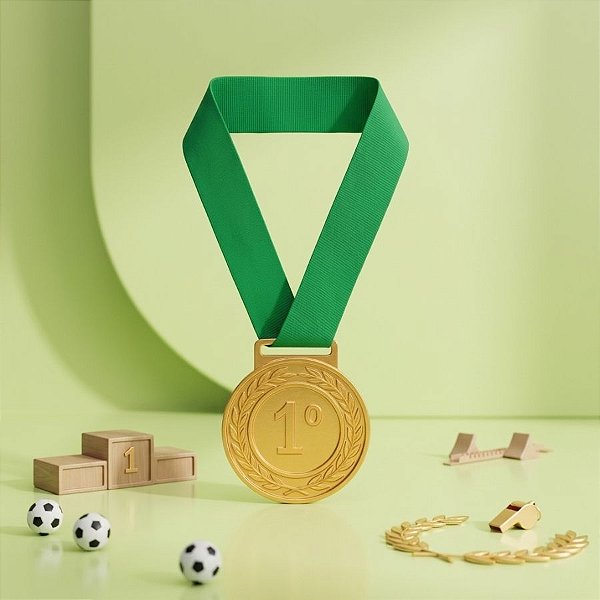Medalha Dourada - Cordão Verde - 45,5cm - 10 unidades - Rizzo