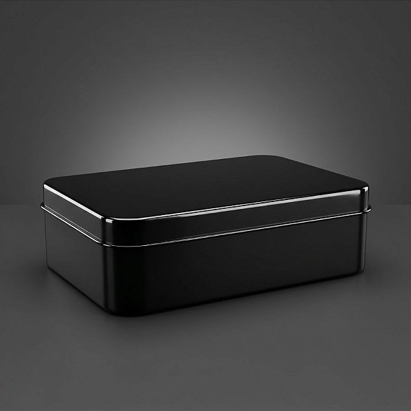 Lata de Metal Retangular - Preto - 14x10x4,5cm  - 1 unidade - Rizzo