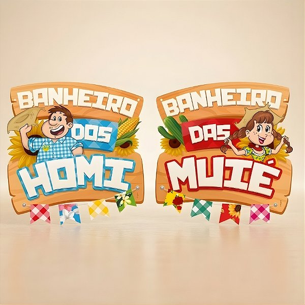 Placas Decorativas Sinalizadoras - Banheiro Homi/Muie - 29x30cm - 2 unidades - Regina - Rizzo