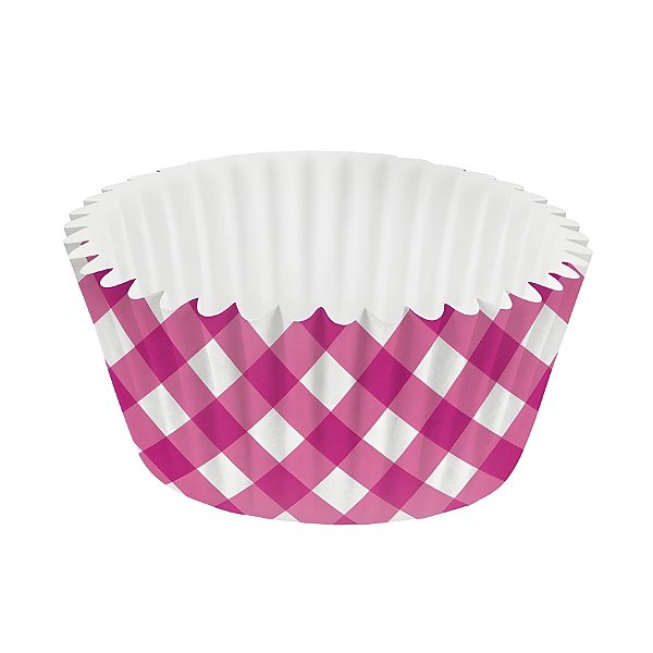 Forminha de Pape N°5 Para Docinhos Xadrez Rosa - Arraiá - 3x1,5x3cm - 100 unidades - Regina - Rizzo