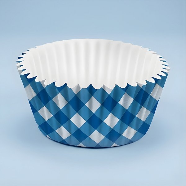 Forminha de Pape N°5 Para Docinhos Xadrez Azul - Arraiá - 3x1,5x3cm - 100 unidades - Regina - Rizzo