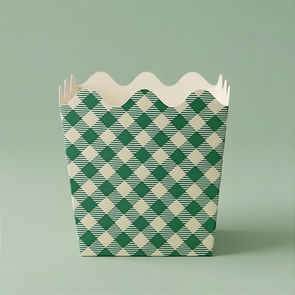 Cachepot de Papel - Xadrez Verde - 9,5x9x9,5cm - 8 unidades - Rizzo