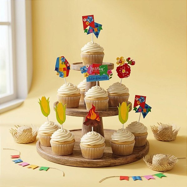 Pick Decorativo Para Doces - Arraiá Bão Demais - 11cm - 12 unidades - Cromus - Rizzo