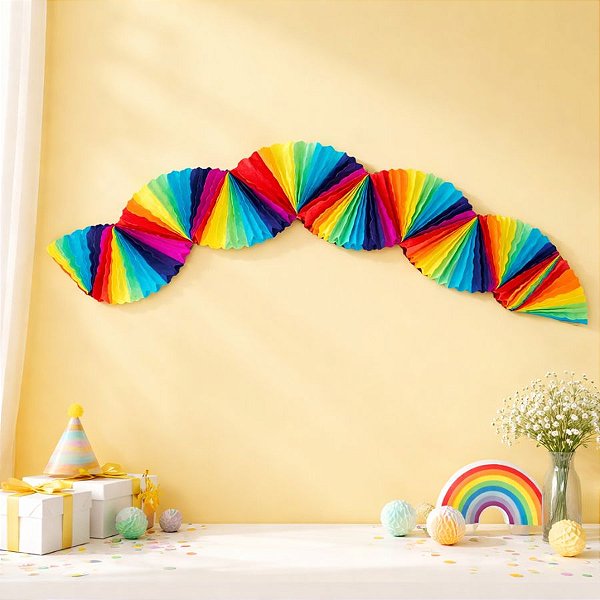 Guirlanda Margarida de Papel - Arco Iris - 1,60m - 1 unidade - ArtLille - Rizzo