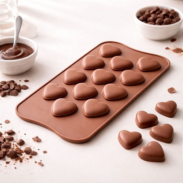 Forma de Silicone - Coração Raso - 22x11cm - 1 unidade - Rizzo