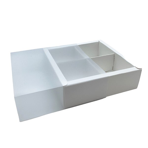 Caixa Pão de Mel Quadrada com Tampa Luva - 4 cavidades - Branca - 16,5x16,5x5cm - 12 unidades - Rizzo