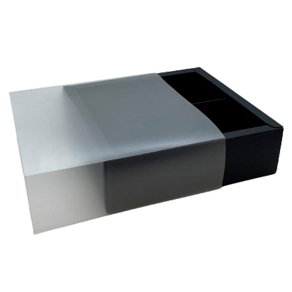 Caixa Pão de Mel Quadrada com Tampa Luva - 4 cavidades - Preta - 16,5x16,5x5cm - 1 unidade - Rizzo