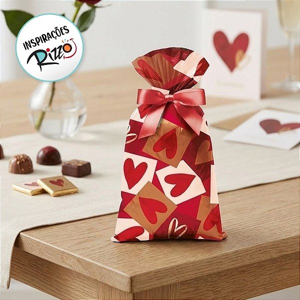 Saco para Presente Perolado - Season Love - 45x59cm - 25 unidades - Cromus - Rizzo
