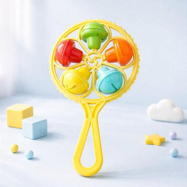 Chocalho de Brinquedo - Amarelo - 16x9cm - 1 unidade - Rizzo
