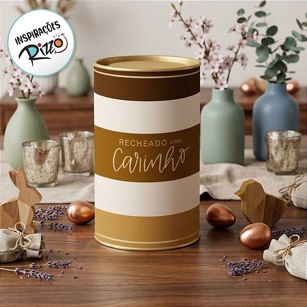 Lata Rigida para Ovos de 250g - Recheado com Carinho - 16x9cm - 1 unidade - Cromus - Rizzo