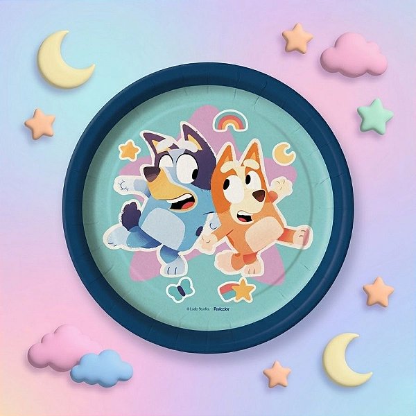 Prato de Papel Redondo - Bluey - 18cm  - 8 unidades - FestColor - Rizzo