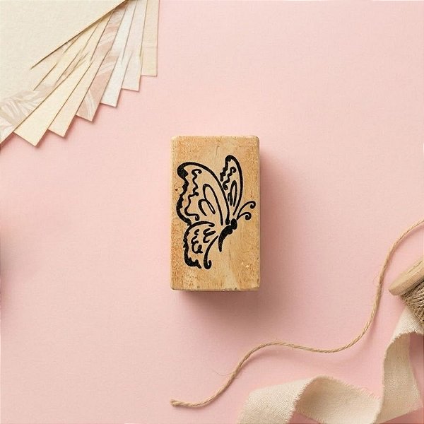 Carimbo de Madeira Artesanal - Borboleta - AF-348 - 1 unidade - Rizzo