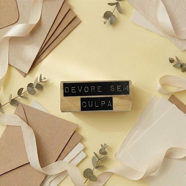 Carimbo de Madeira Artesanal - Devore Sem Culpa - RI-024P - 1 unidade - Rizzo