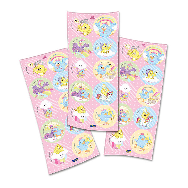 Adesivo Redondo para Lembrancinha Festa Galinha Pintadinha Candy - 30 unidades - Festcolor - Rizzo Festas