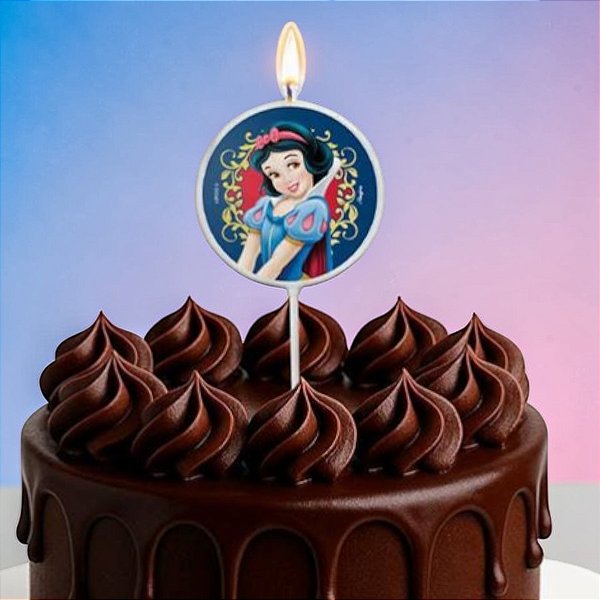 Vela Plana Adesivada Pick - Branca de Neve - Disney Original - 1 unidade - Regina - Rizzo