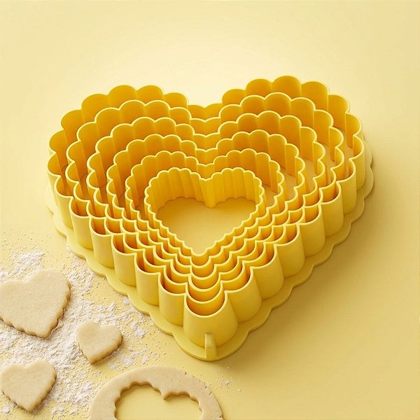 Cortador Coração Babado - 06 unidades - BlueStar