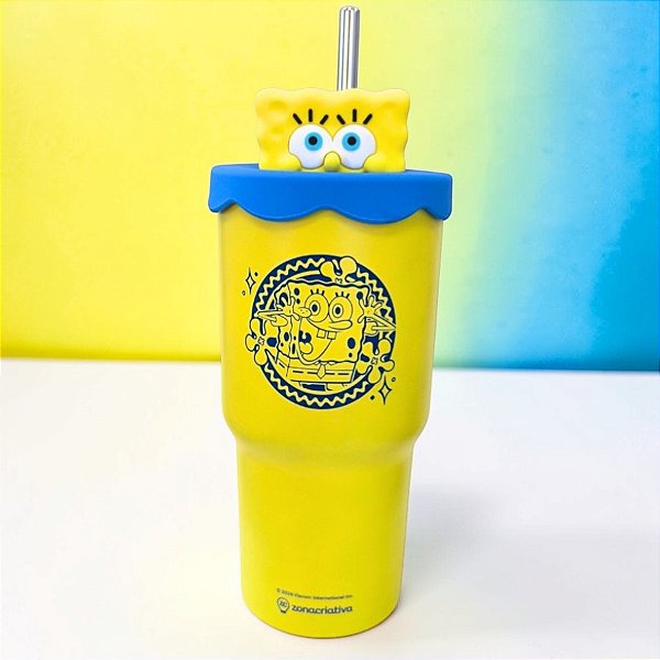 Copo Térmico Topper - Bob Esponja - 600ml - 1 unidade - Zonacriativa - Rizzo