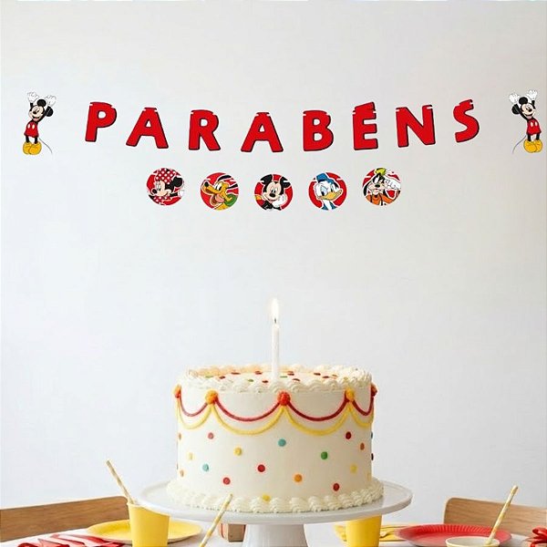 Faixa Parabéns - Mickey Mouse - Disney Original - 1 unidade - Regina - Rizzo