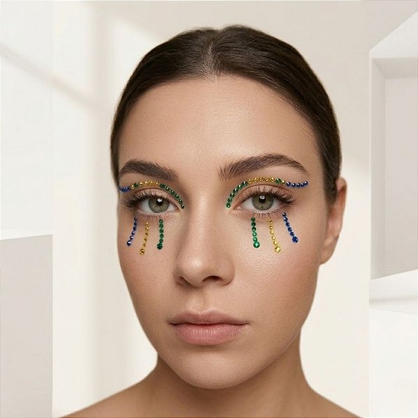Adesivo Facial Copa do Mundo Strass - Brasil - Modelo 1 - 1 unidade - Rizzo