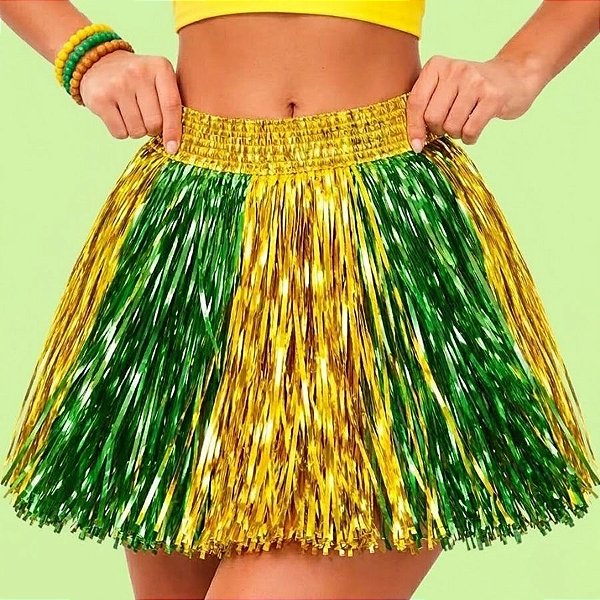 Fantasia Saia Cortininha - Verde e Dourado - 1 unidade - Rizzo