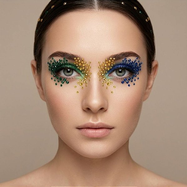 Adesivo Facial Copa do Mundo Strass - Brasil - Modelo 5 - 1 unidade - Rizzo