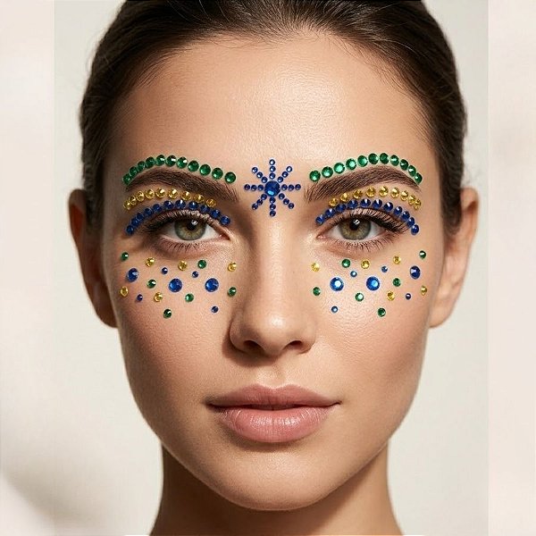 Adesivo Facial Copa do Mundo Strass - Brasil - Modelo 4 - 1 unidade - Rizzo